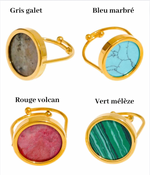 Charger l'image dans la galerie, Secrète vert mélèze-Bague en Acier inoxydable-Pierre malachite-plaquée or 18k