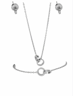 Charger l'image dans la galerie, Strong silver-Coffret collier+boucles d'oreilles+bracelet-Acier inoxydable