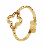 Charger l'image dans la galerie, Triomphe-Bague trèfle-Acier inoxydable-Placage or 18 carats-Ajustable