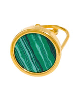 Charger l'image dans la galerie, Secrète vert mélèze-Bague en Acier inoxydable-Pierre malachite-plaquée or 18k