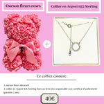 Charger l'image dans la galerie, Coffret ourson rose-Ourson fleuri rose-Collier en Argent 925 Sterling
