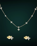 Charger l'image dans la galerie, Coffret Rosée céleste-Collier+boucles d'oreilles-Argent 925 sterling-Pierres en oxyde de zirconium