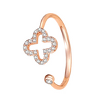 Charger l'image dans la galerie, Élysée-Bague trèfle-Argent 925-Oxyde de zirconium-Or rose