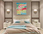 Charger l'image dans la galerie, Cygnes d'amour-Tableau peint et décoré à la main-Détails en reliefs