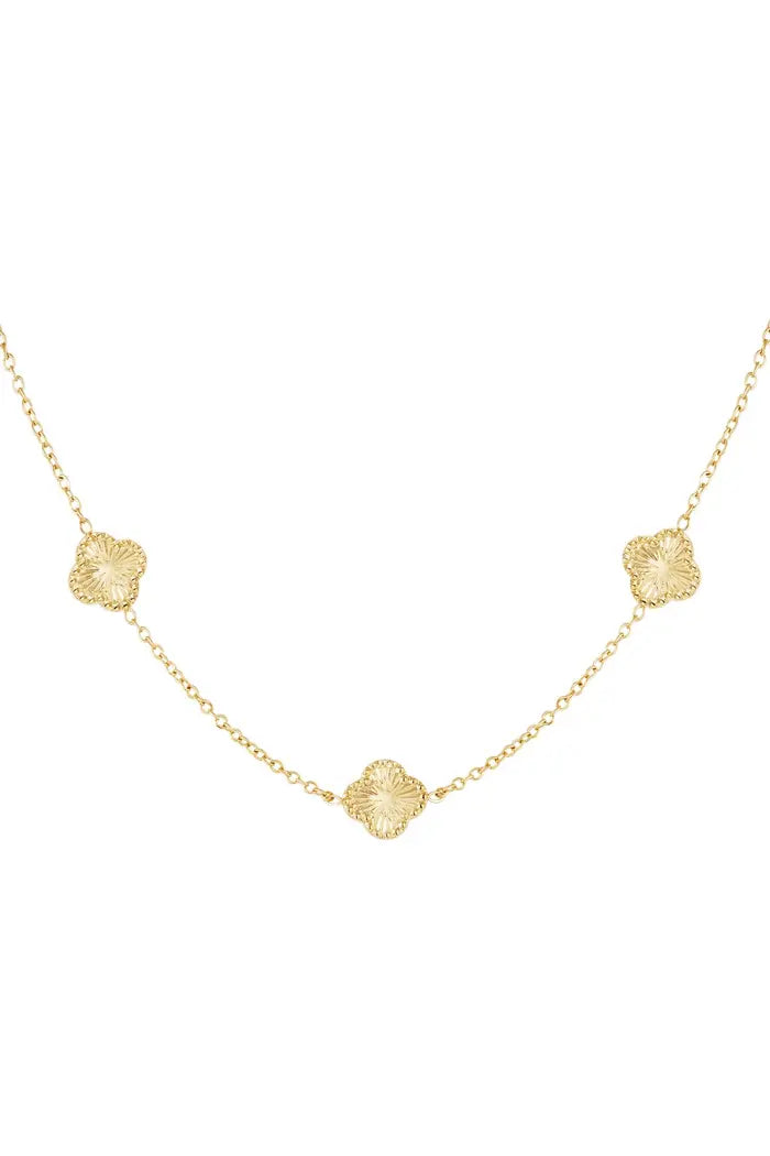 Soléna-Collier en Acier inoxydable-5 trfèles à 4 feuilles