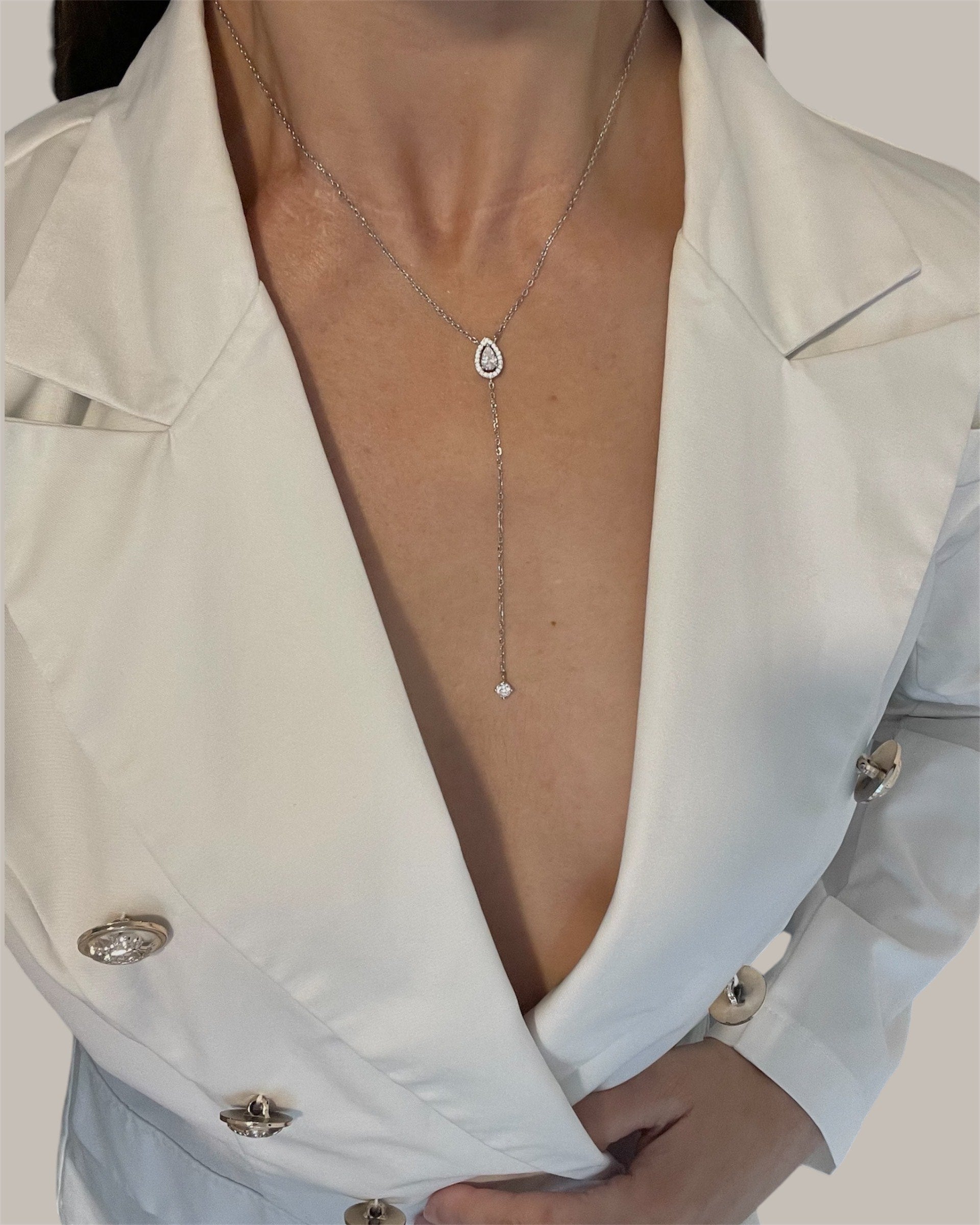 Diamantra-Collier en Y-Argent 925-Oxyde de zirconium