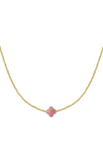 Charger l&#39;image dans la galerie, Lolita-Collier en Acier inoxydable-Pierre trèfle rose pale
