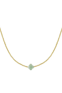 Lolita-Collier en Acier inoxydable-Pierre trèfle rose pale