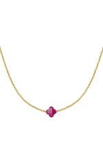Charger l&#39;image dans la galerie, Lolita-Collier en Acier inoxydable-Pierre trèfle rose pale
