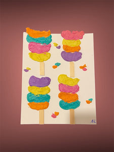 Esquimaux multicolores-Tableau texturé-Fait à la main