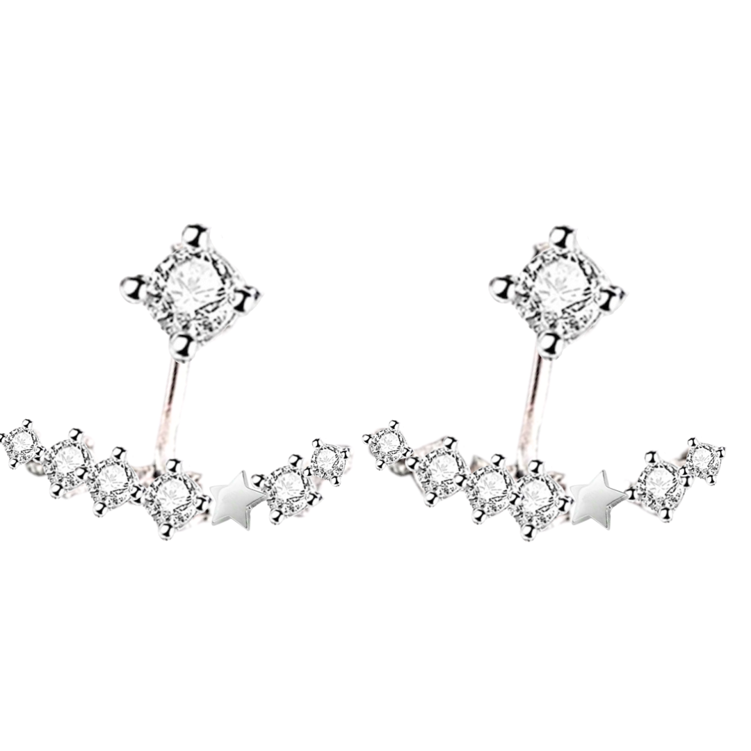 Galactica-Boucles d'oreilles doubles-Earjacket-Argent 925-Oxyde de zirconium