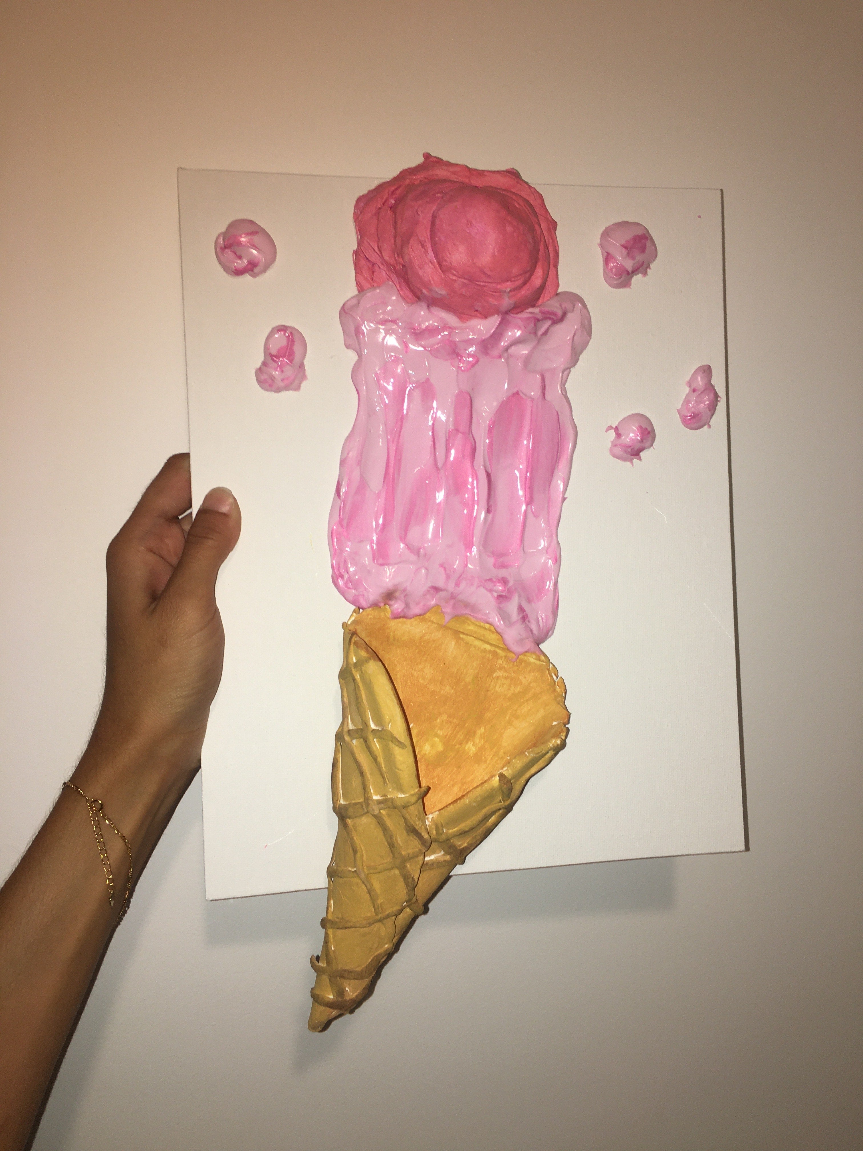 Glace coulante-Tableau sculpture-Sculpté et peint à la main