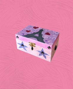 Paris with love-Boite à bijoux en bois léger-Personnalisée à la main