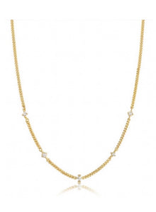 Distinguée-Collier en Argent 925 sterling-Pierres en oxyde de zirconium-Plauqué or 18 carats.