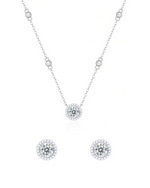 Charger l&#39;image dans la galerie, Astrea-Coffret Collier+boucles d&#39;oreilles-Argent 925 sterling-Oxyde de zirconium et moissanite 0.5 carats
