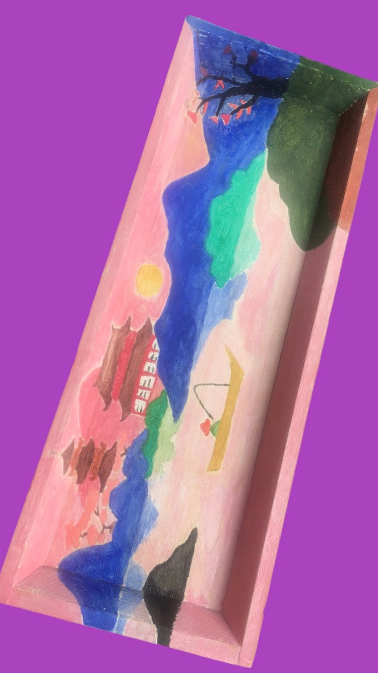 Voyage au japon-Plateau en bois léger-Personnalisé à la main