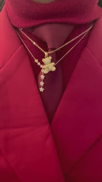 Charger et lire la vidéo dans la visionneuse de la Galerie, Teddy diamond-Collier pendentif ourson en argent 925 sterling-Pierres en oxyde de zirconium
