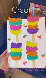 Charger et lire la vidéo dans la visionneuse de la Galerie, Esquimaux multicolores-Tableau texturé-Fait à la main

