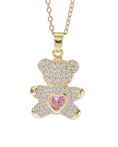 Teddy diamond-Collier pendentif ourson en argent 925 sterling-Pierres en oxyde de zirconium